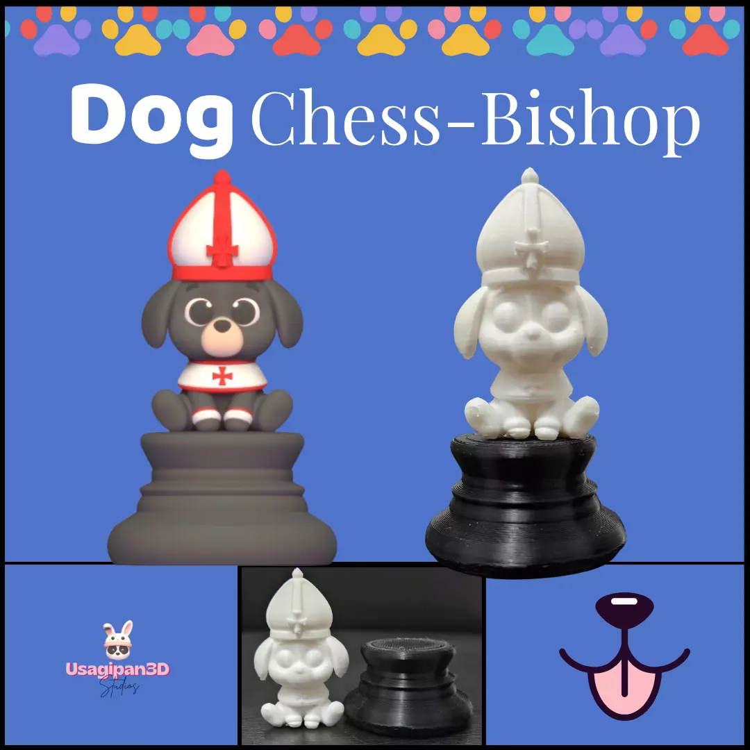 Cute Dog Chess - Bishop 3D print model