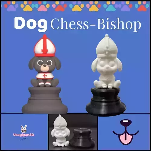 Cute Dog Chess - Bishop 3D print model