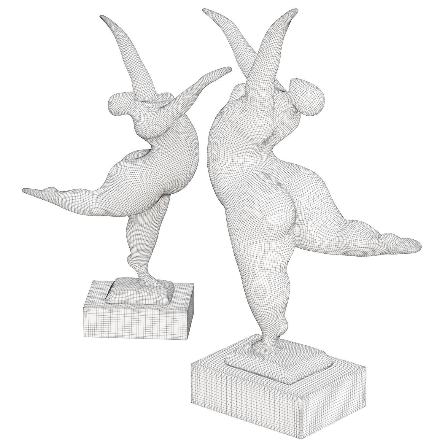 Modern Art gold sculpture balancing dancer 3D model_6