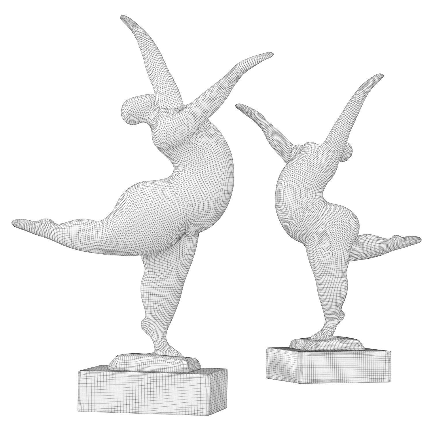 Modern Art gold sculpture balancing dancer 3D model_5