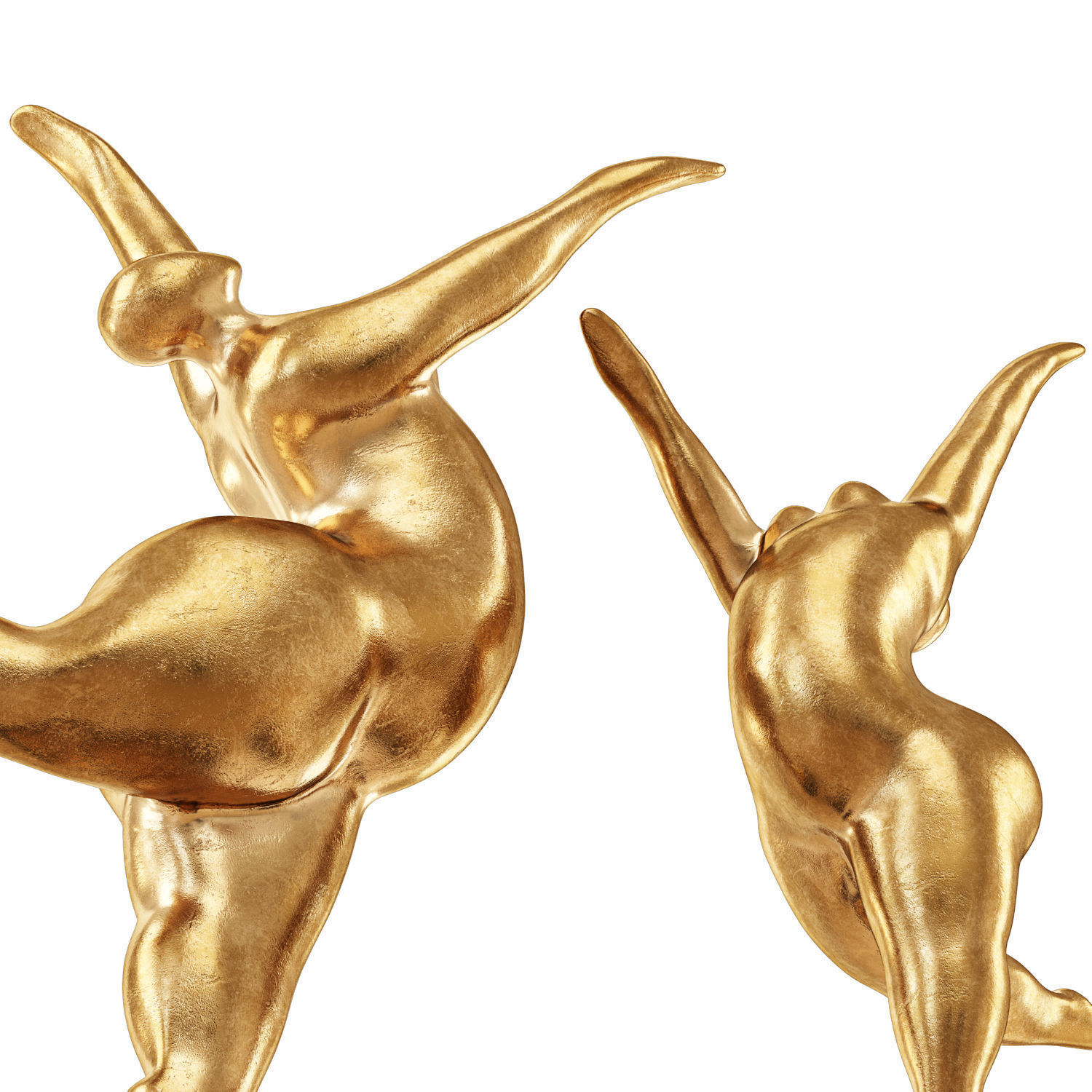 Modern Art gold sculpture balancing dancer 3D model_4