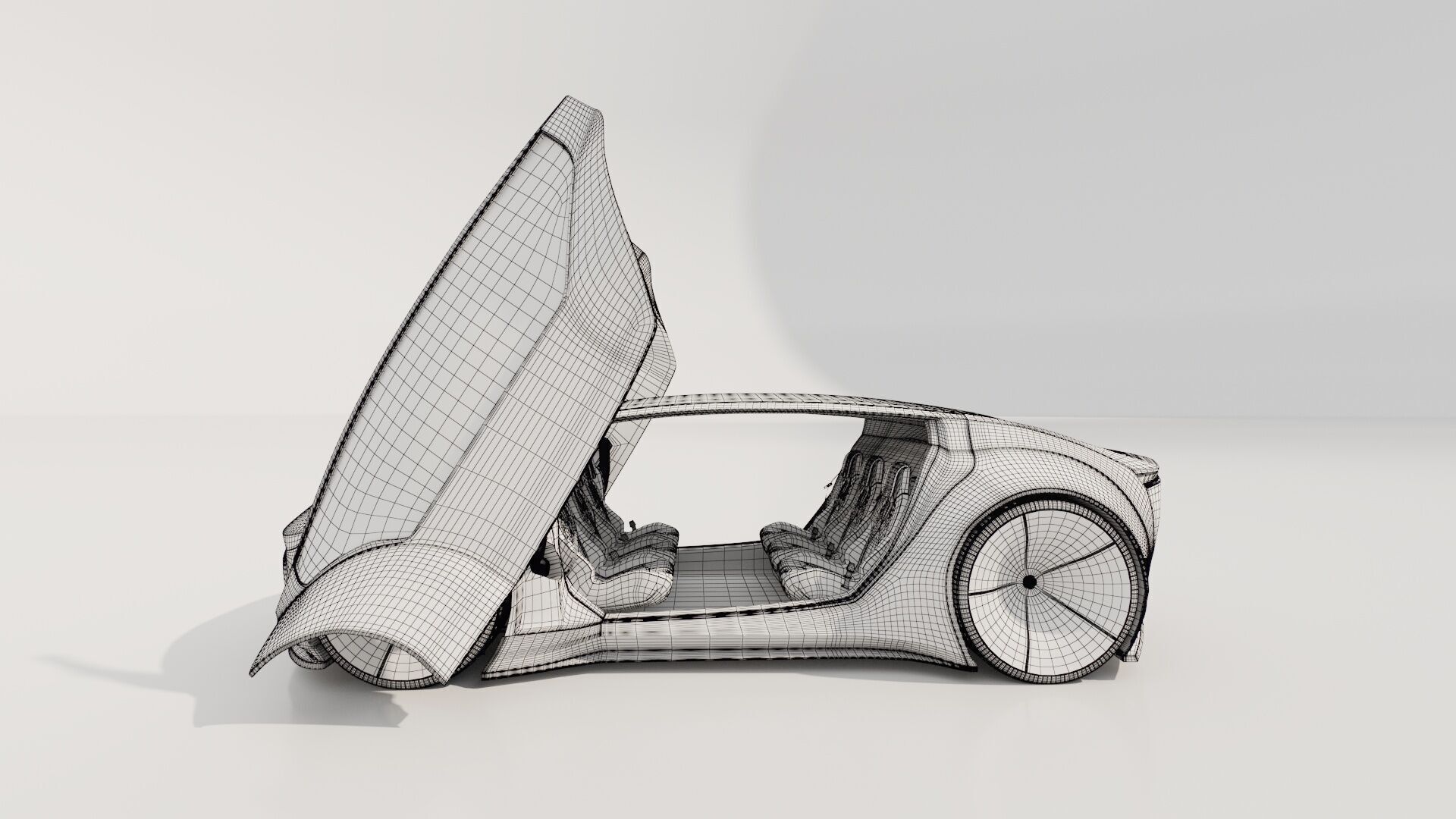 Self-driving car with interior 3D model 3D model_23