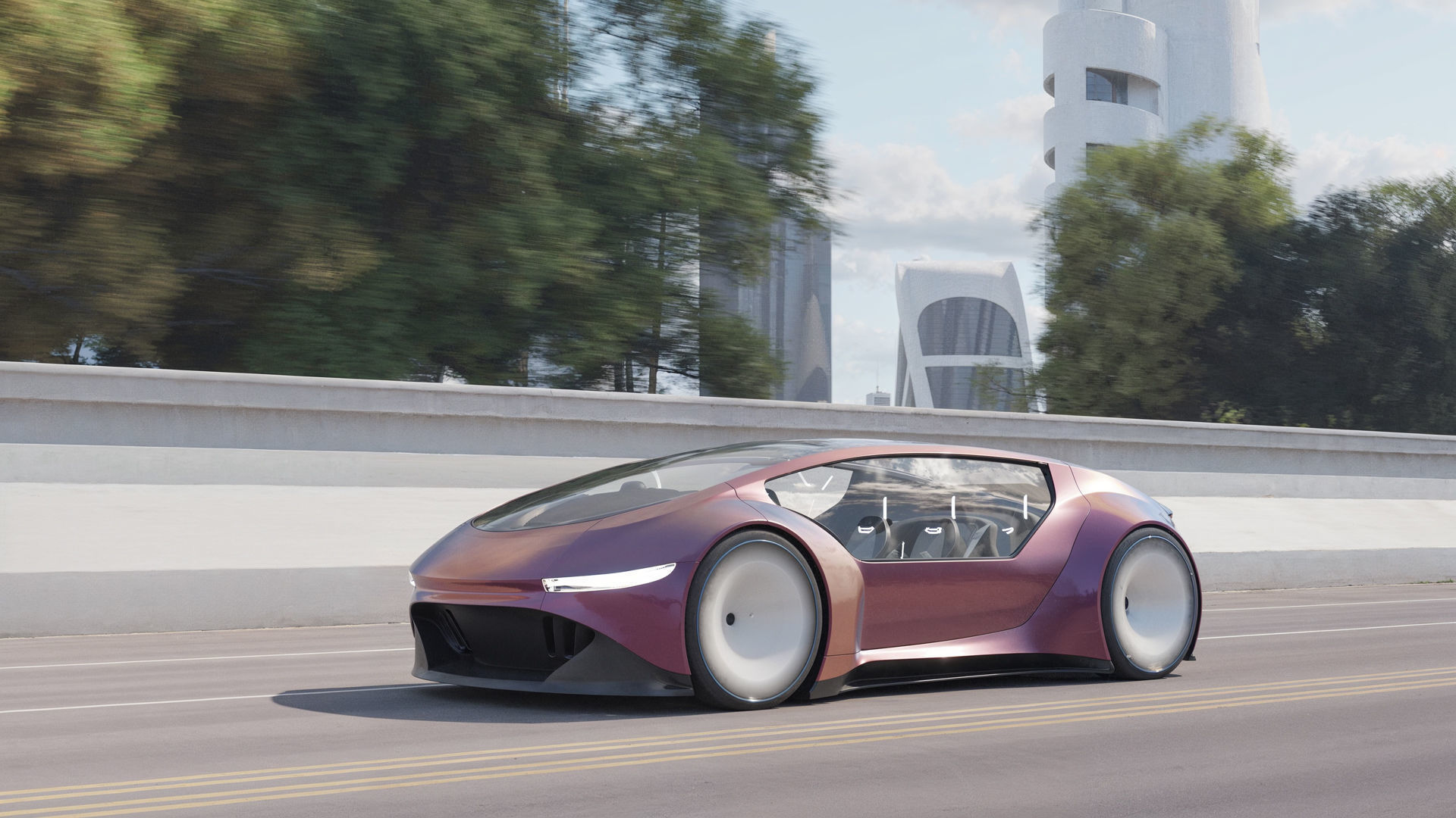 Self-driving car with interior 3D model 3D model_1