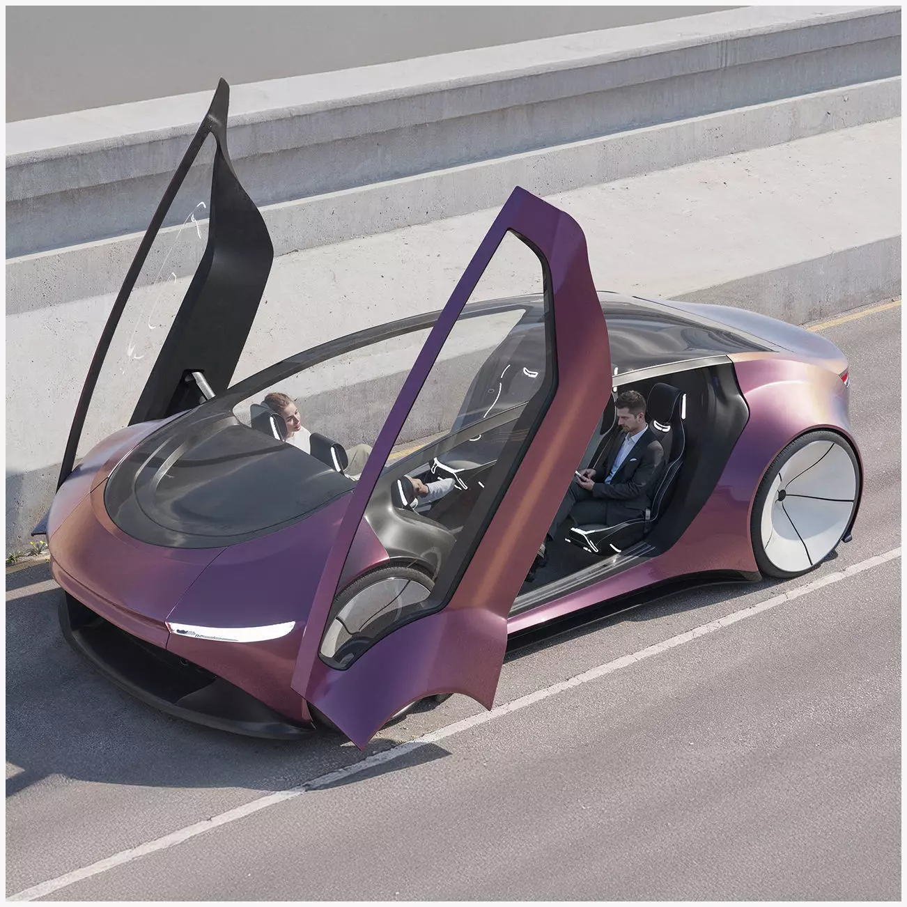 Self-driving car with interior 3D model 3D model_0