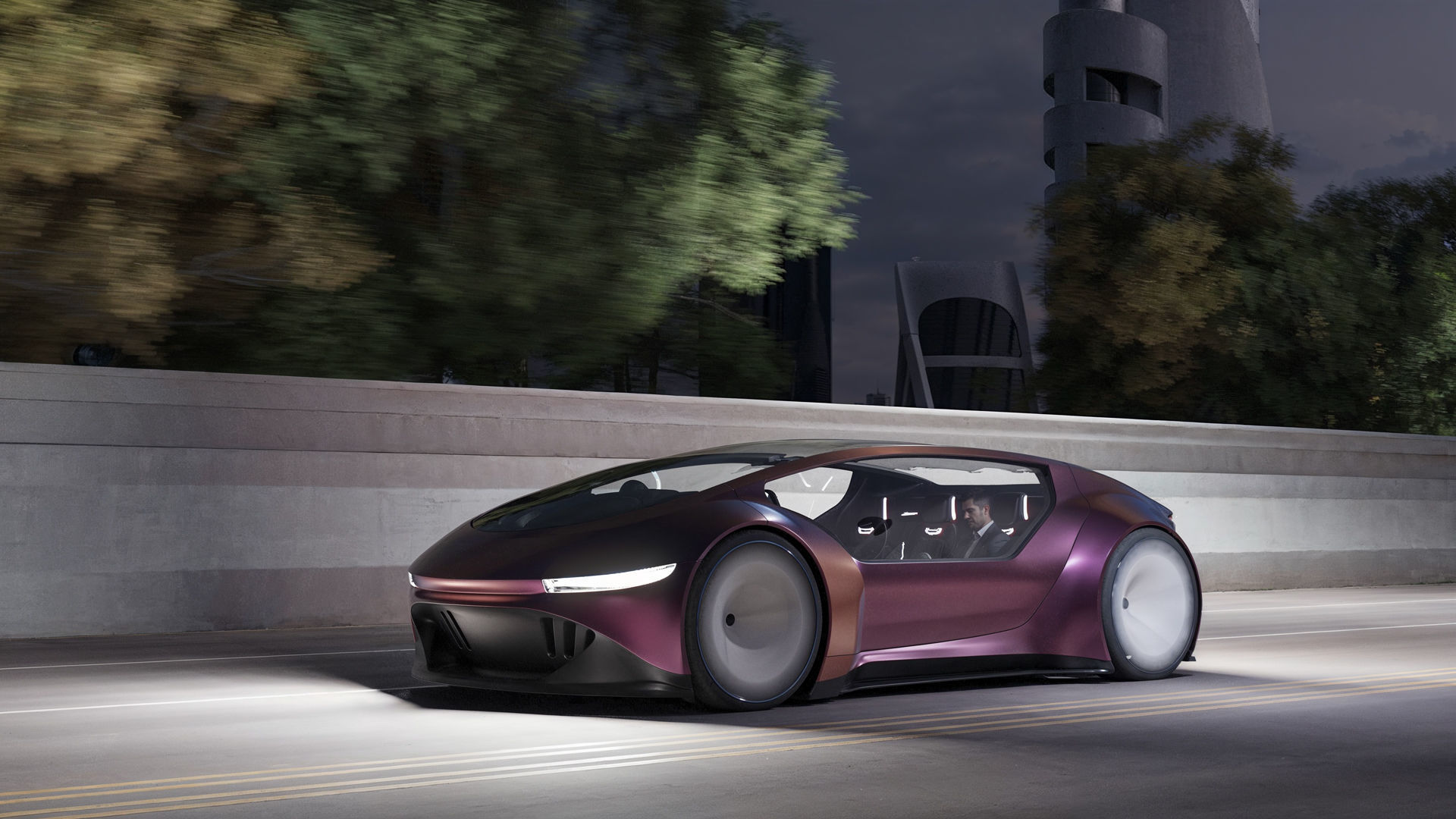 Self-driving car with interior 3D model 3D model_2