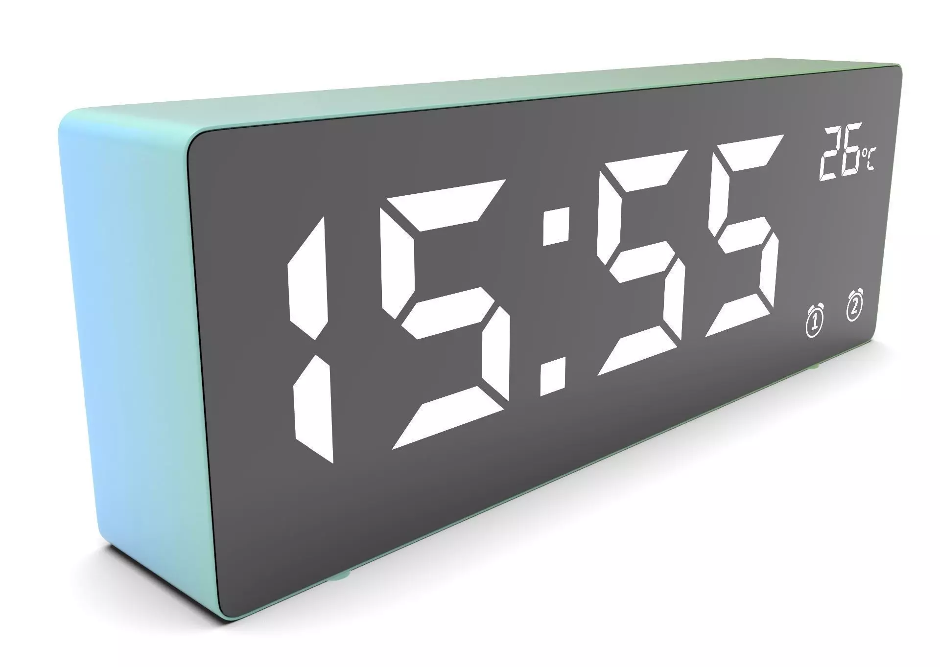 CLOCK BLUEGREEN WHITE Low-poly 3D model