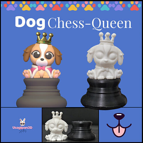 Cute Dog Chess - Queen 3D print model