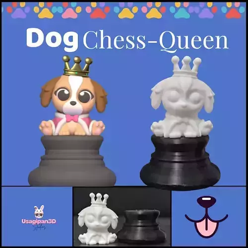 Cute Dog Chess - Queen 3D print model