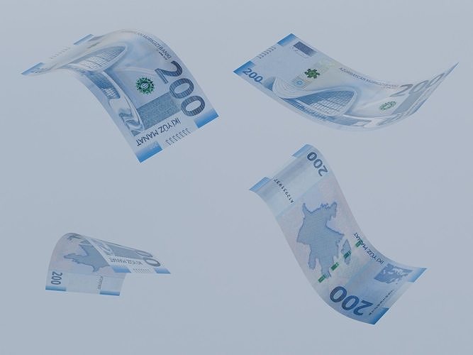 Azerbaijani banknotes manat azn financial Free low-poly 3D model