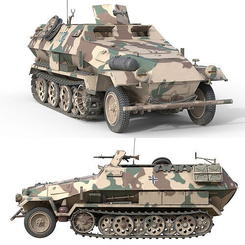 Armored Infantry Vehicle Sd Kfz 251 Low-poly 3D model