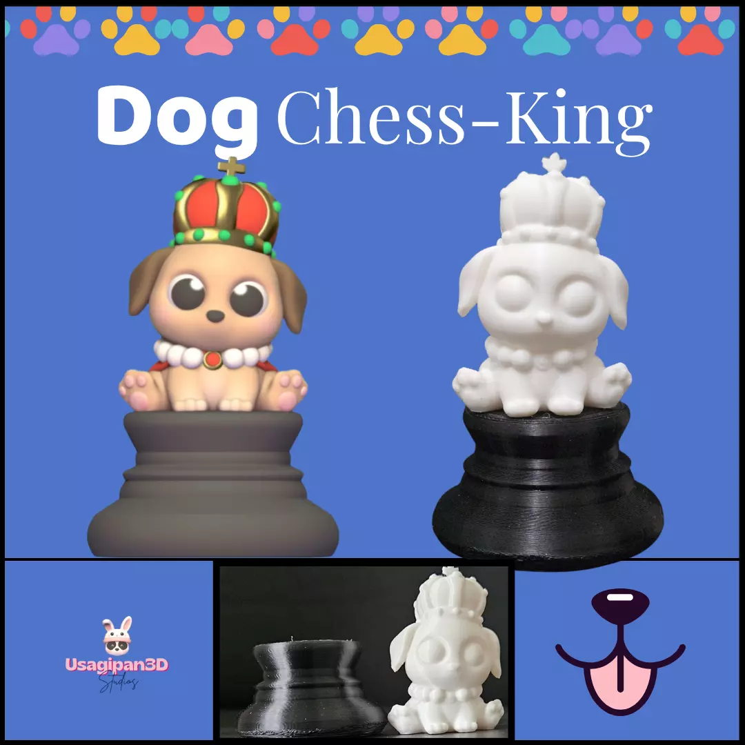 Cute Dog Chess - King 3D print model