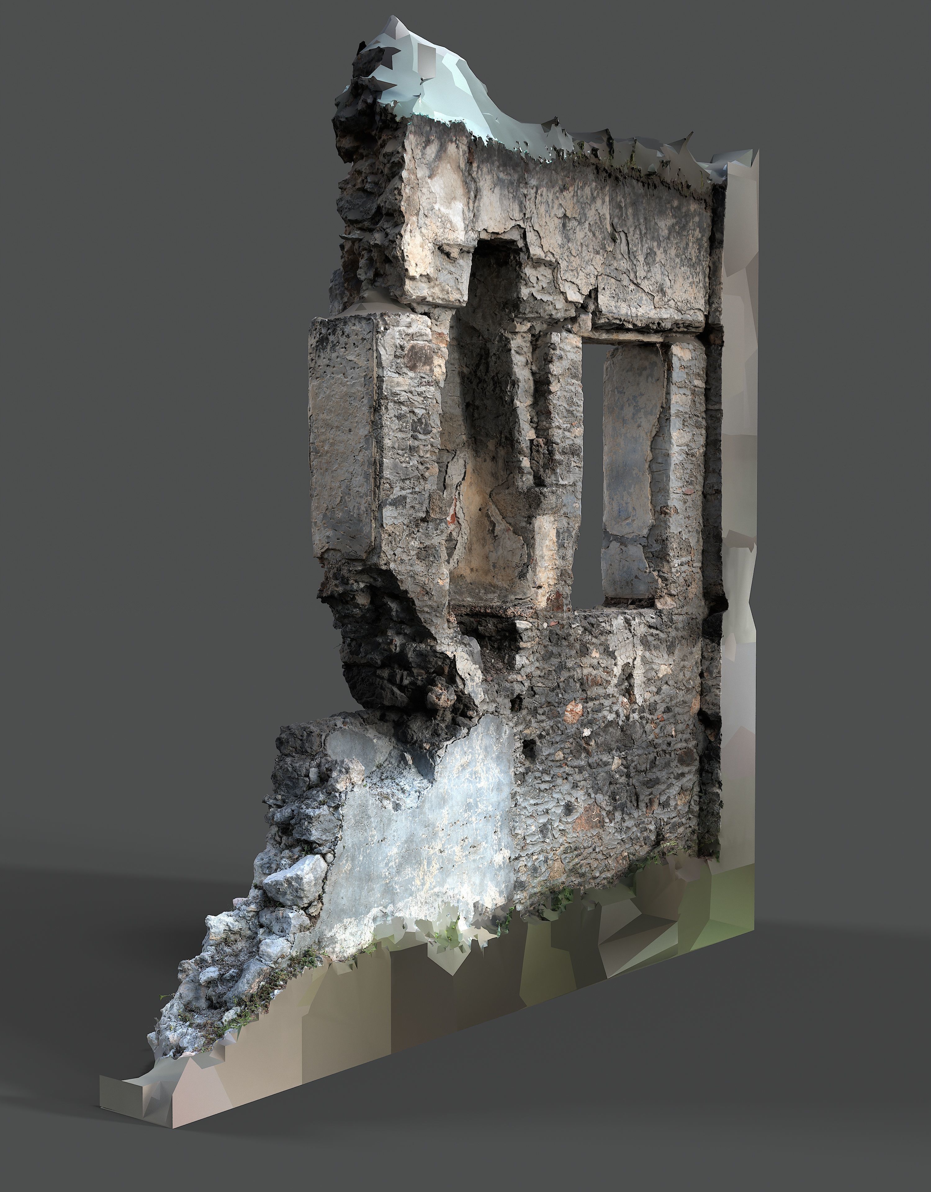 Abandoned House Ruined Part Scan - Broken Wall 05 3D model_12