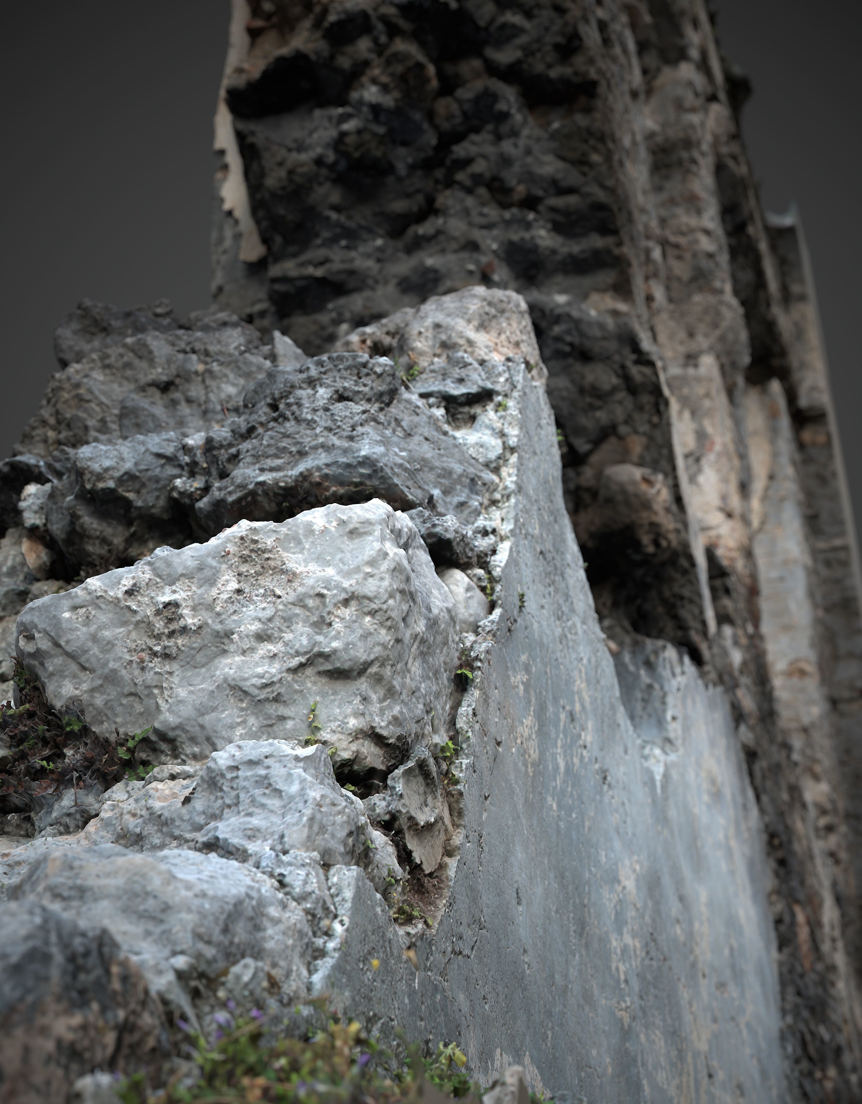 Abandoned House Ruined Part Scan - Broken Wall 05 3D model_2