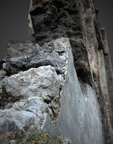 Abandoned House Ruined Part Scan - Broken Wall 05 3D model