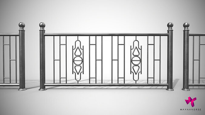 Modular Steel Railing Low-poly 3D model