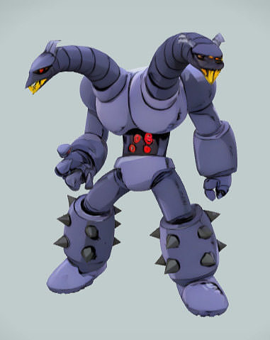 Vintage Robotic Humanoid with 2 Headed Serpent 3D print model