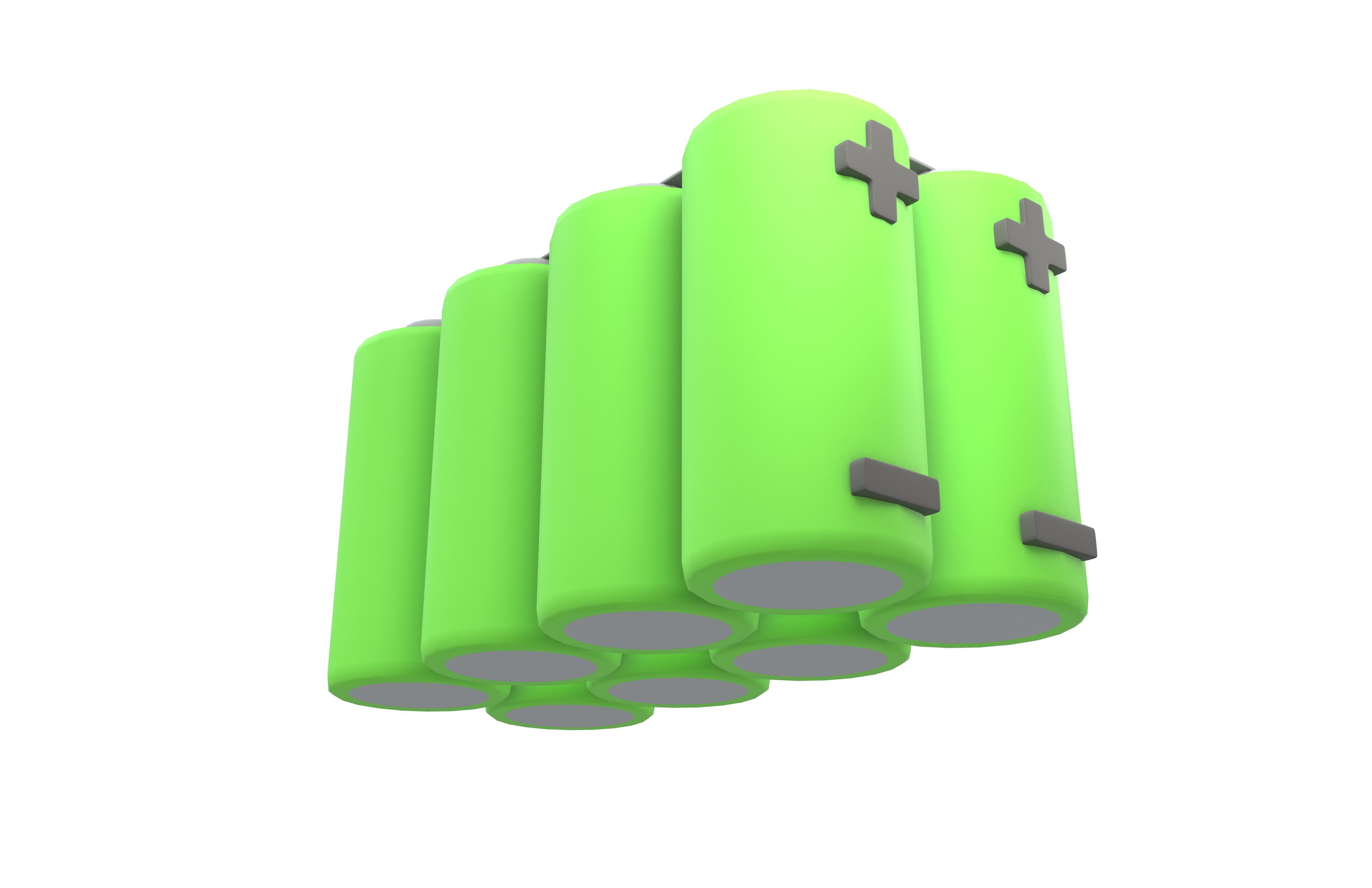Batteries in Parallel Icon v1 001 Low-poly 3D model_2