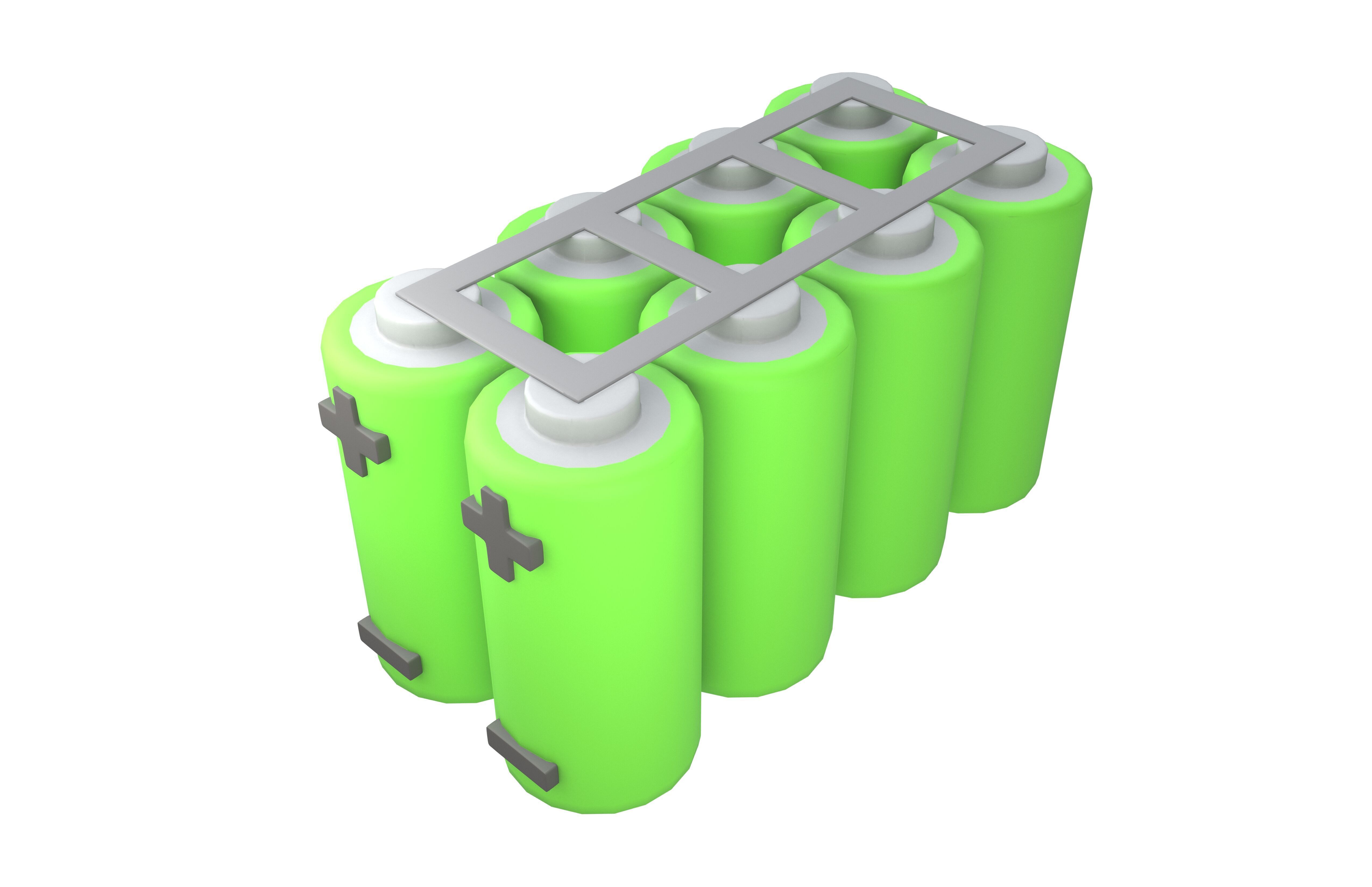 Batteries in Parallel Icon v1 001 Low-poly 3D model_3