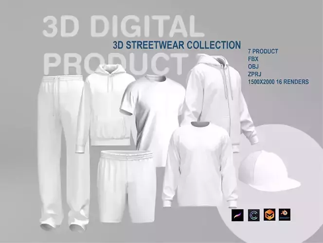Male  Street Wear Collection 3D model