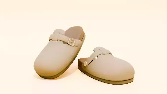 Lowpoly Stylized Birkenstock Boston - Cartoon 