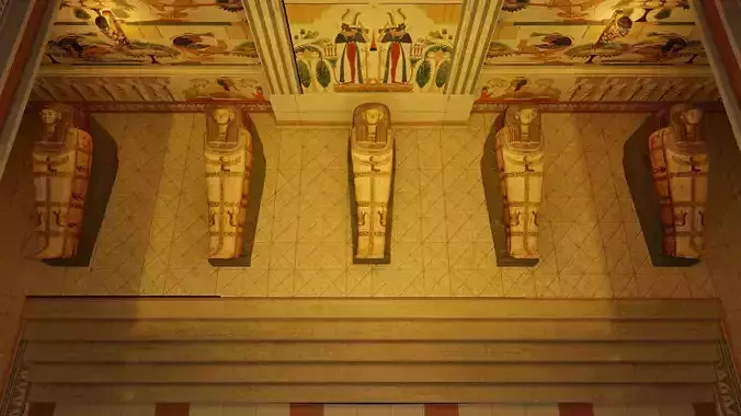 Egypt Mummification 5 Coffin Set Spellbound Coffin Chamber 3D model