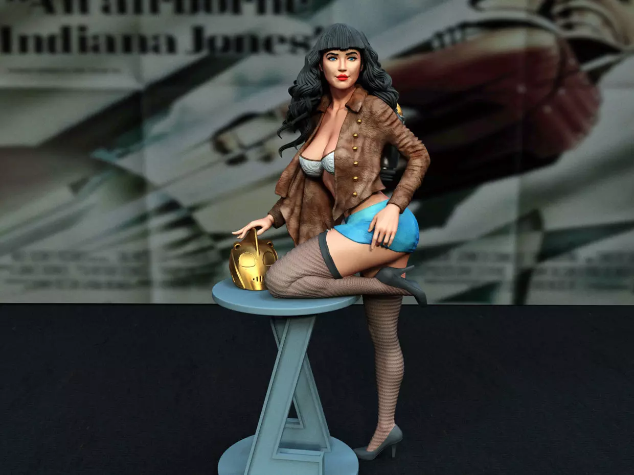Retro Rocketeer Woman 3D print model_0