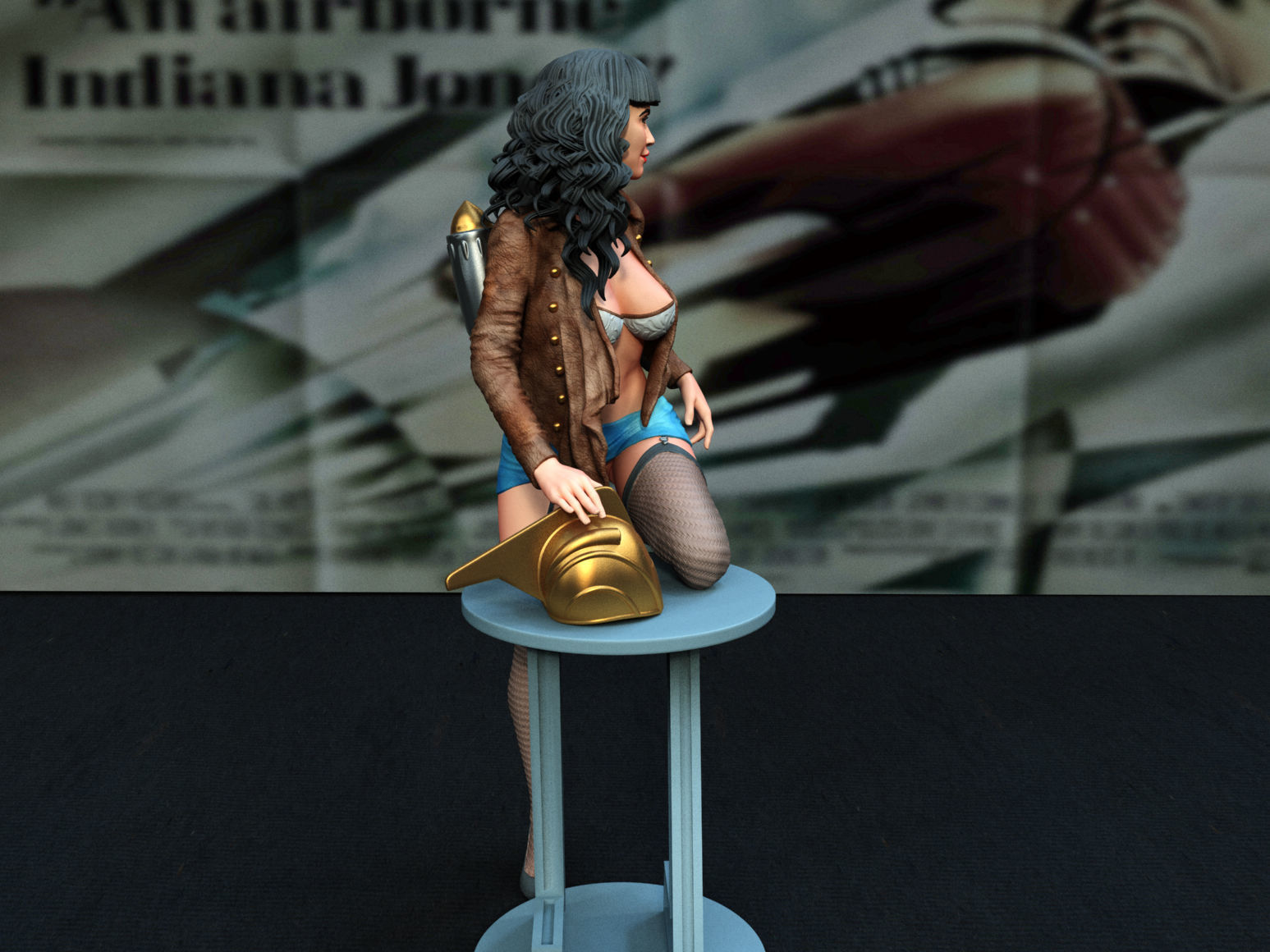 Retro Rocketeer Woman 3D print model_2