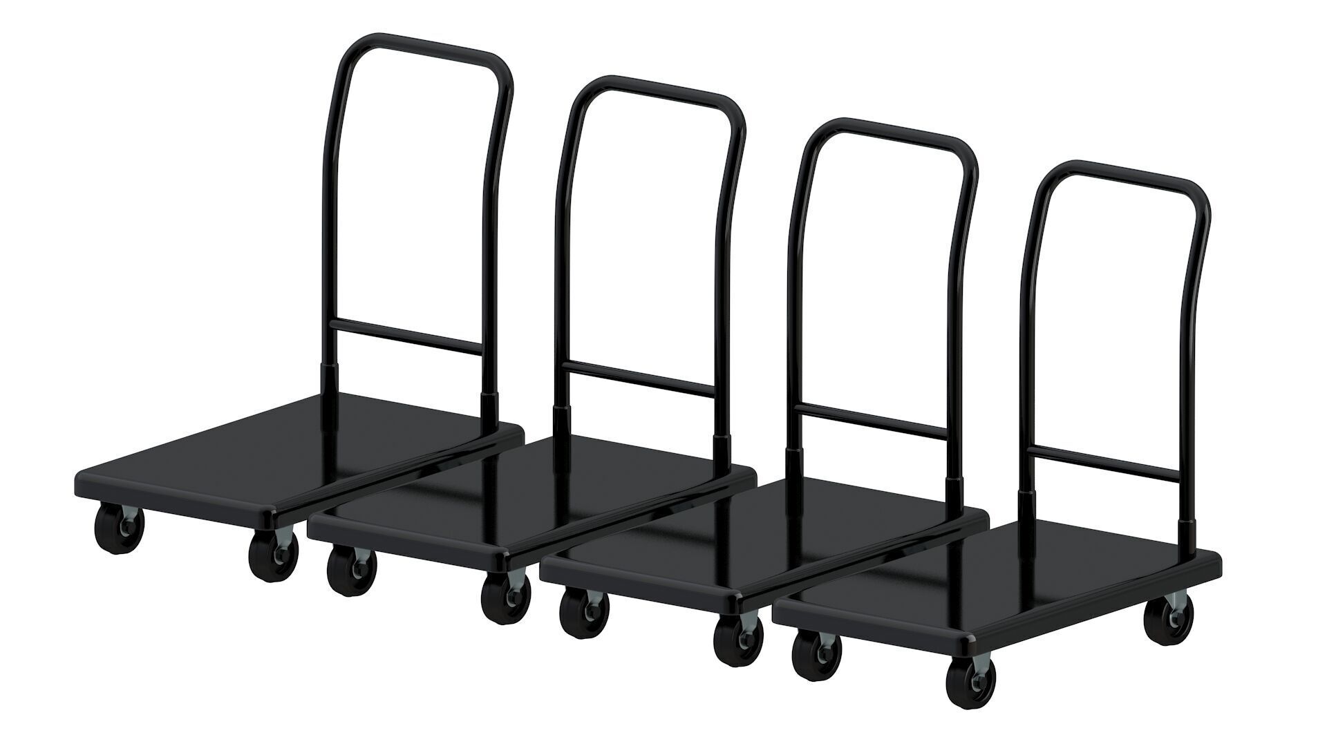 Flat Bed Self Assembly Black Platform Trolley 3D model_5