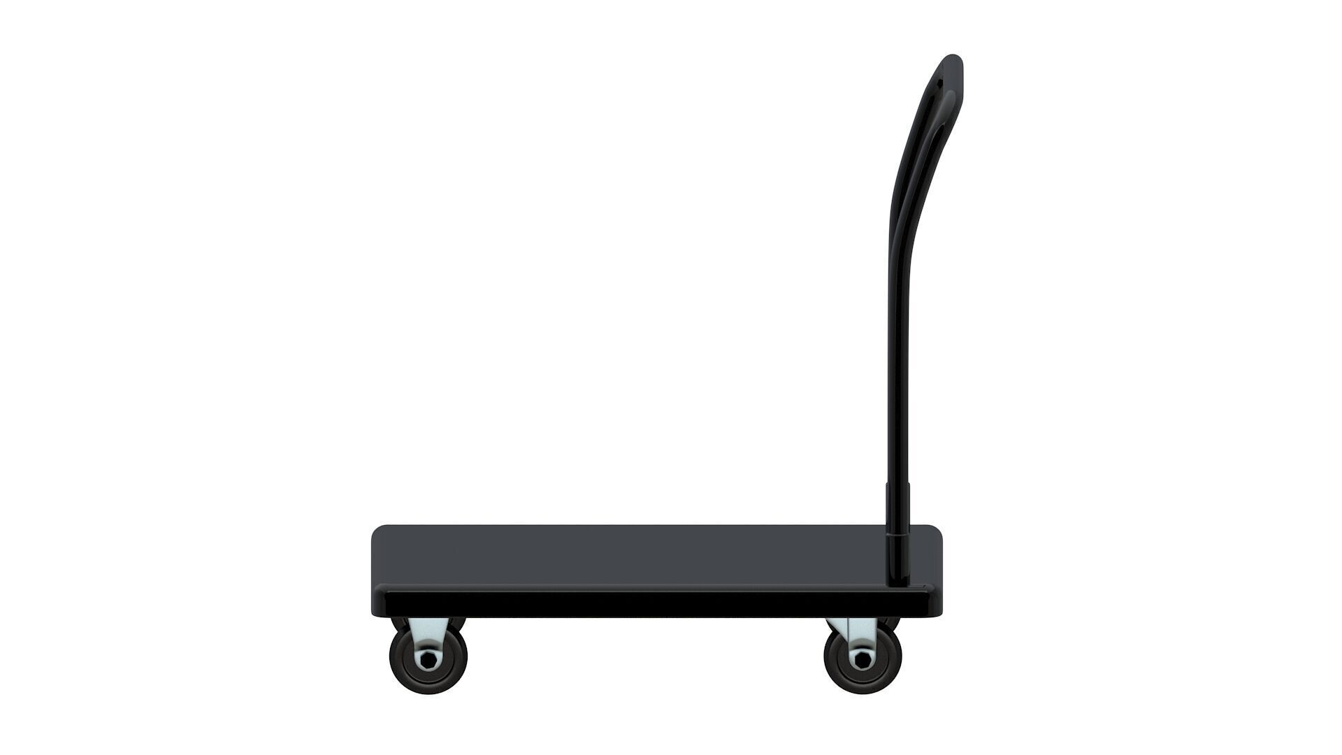 Flat Bed Self Assembly Black Platform Trolley 3D model_4