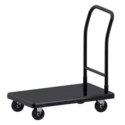 Flat Bed Self Assembly Black Platform Trolley 3D model