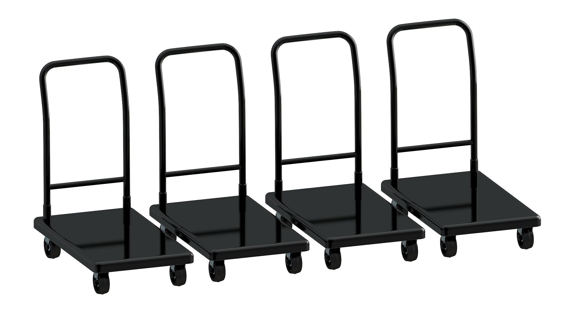 Flat Bed Self Assembly Black Platform Trolley 3D model_6