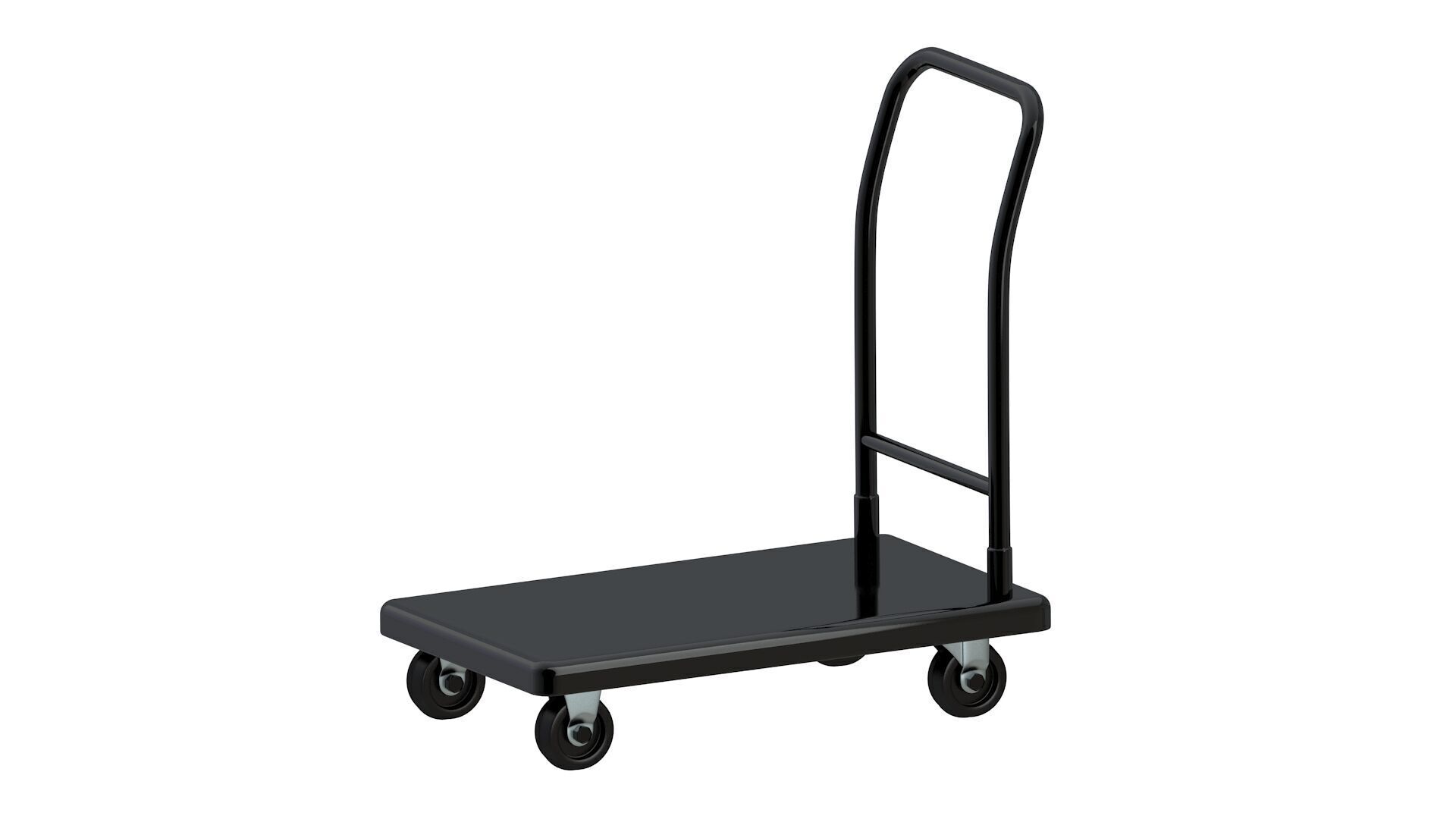 Flat Bed Self Assembly Black Platform Trolley 3D model_1