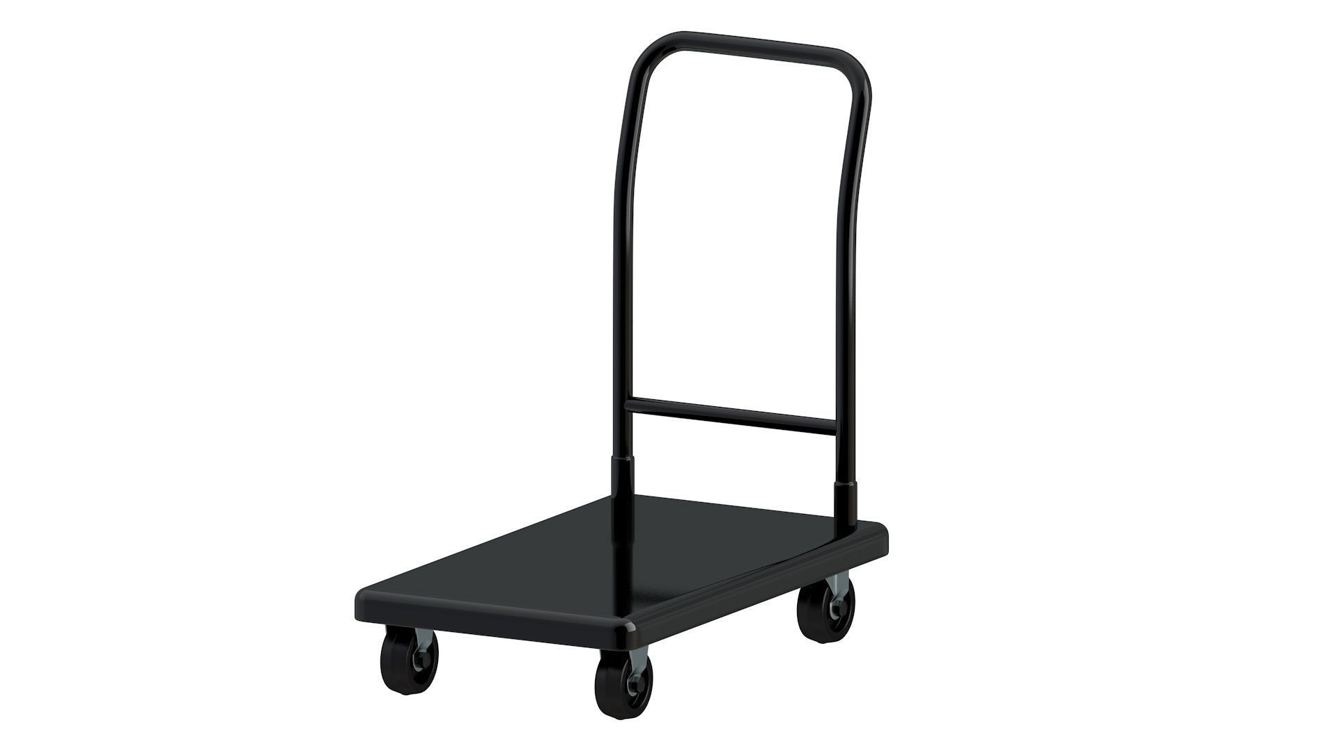Flat Bed Self Assembly Black Platform Trolley 3D model_2