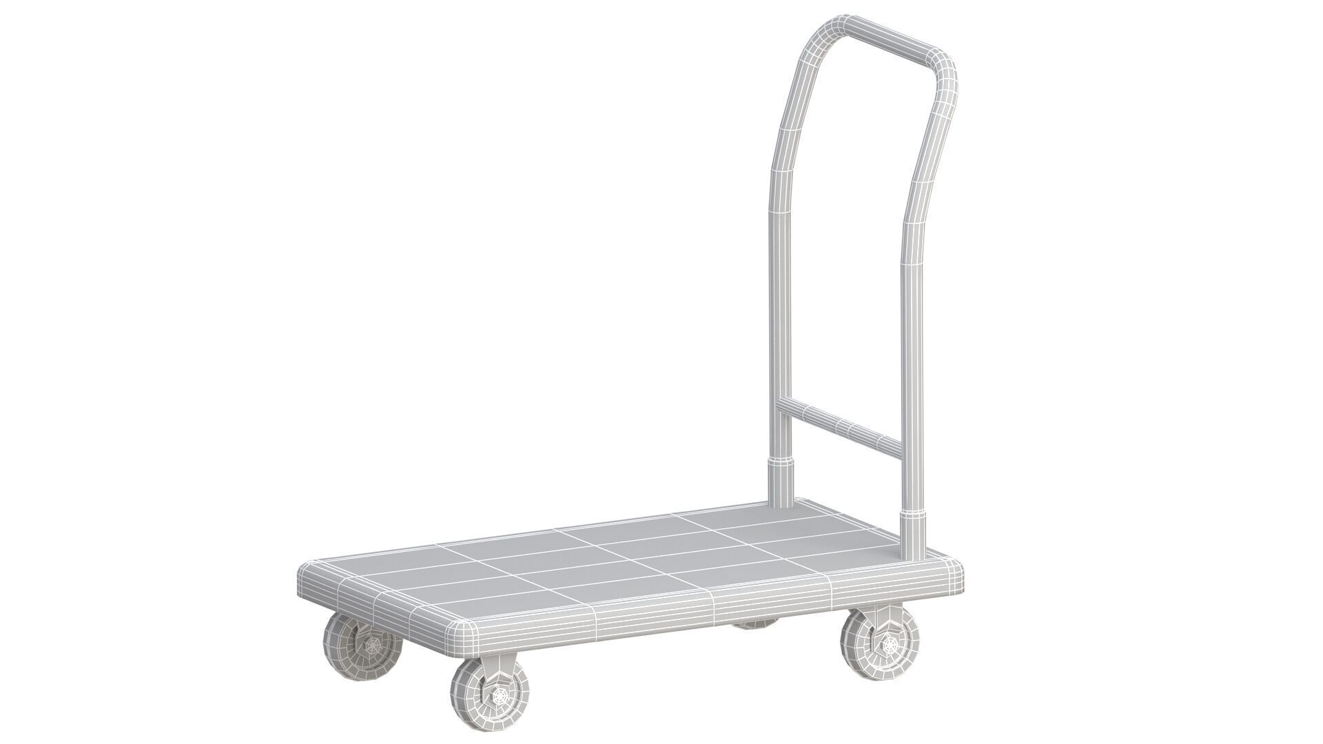 Flat Bed Self Assembly Black Platform Trolley 3D model_7