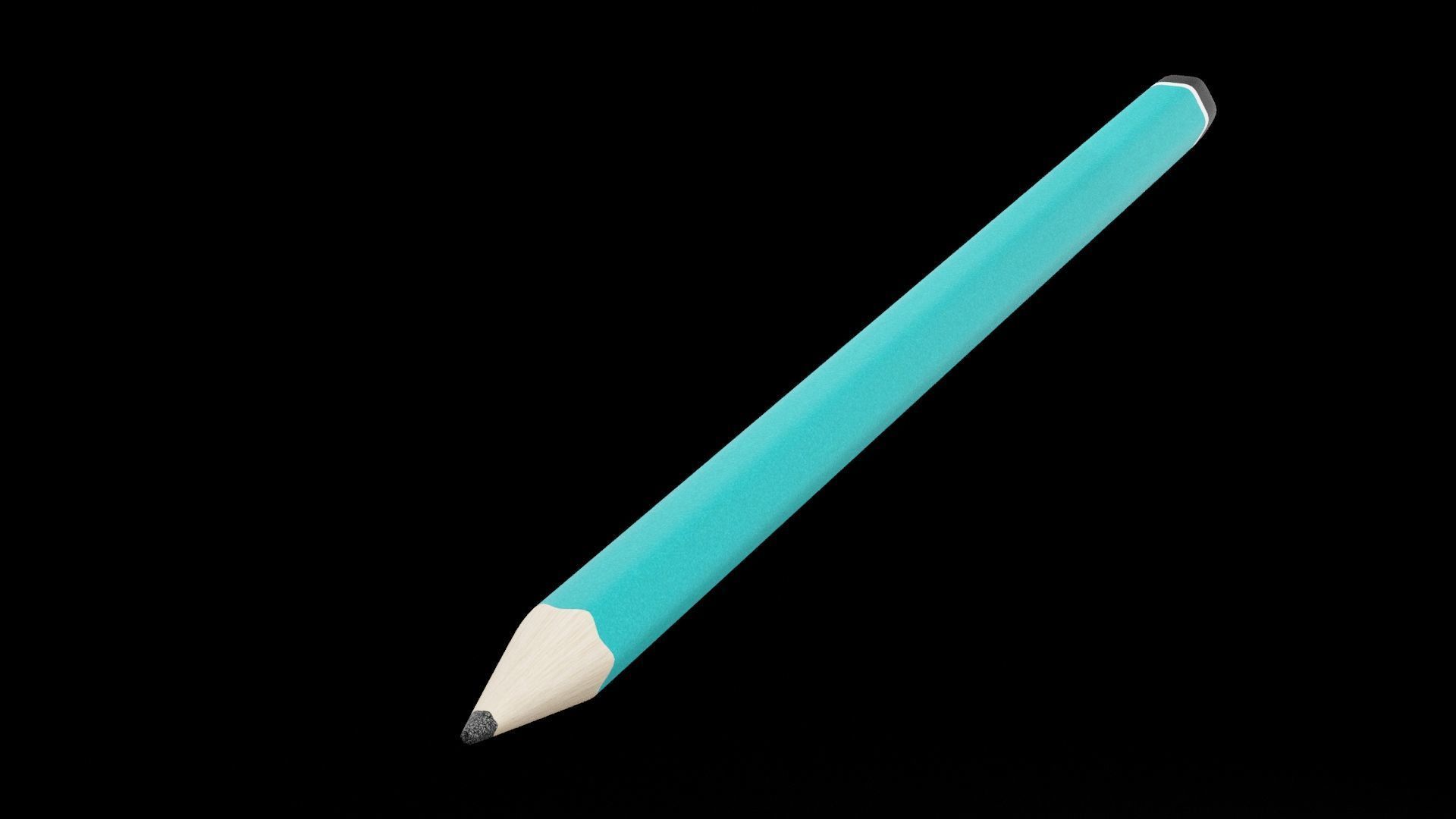 Wooden Pencil Low-poly 3D model_4