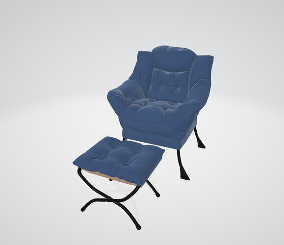 Armchairs for Living Room with Folding Footrest Low-poly 3D model