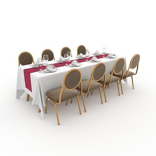 Banquet Table and Chair 86 3D model