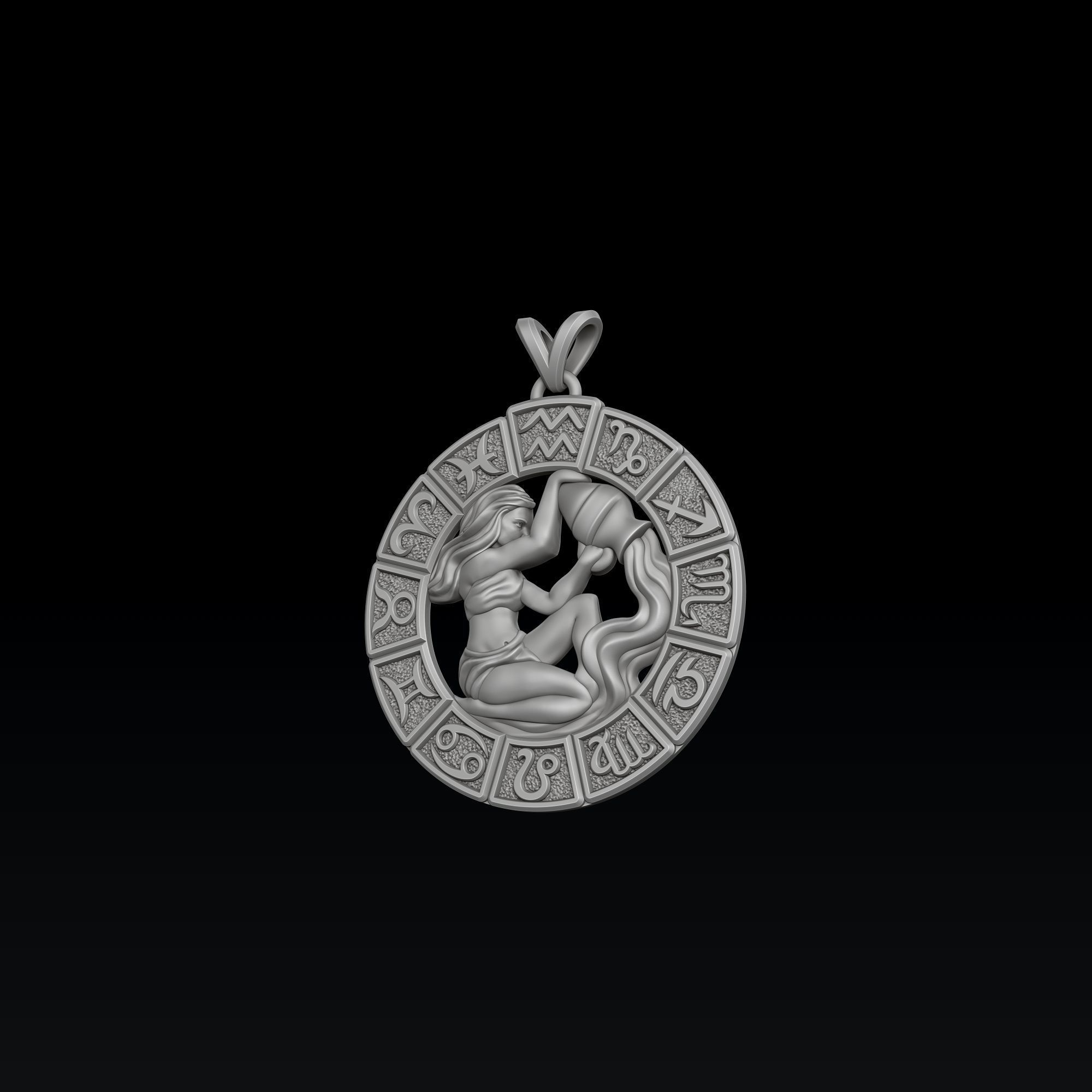 Horoscope Aquarius Ring Pendant v2 Collection _6