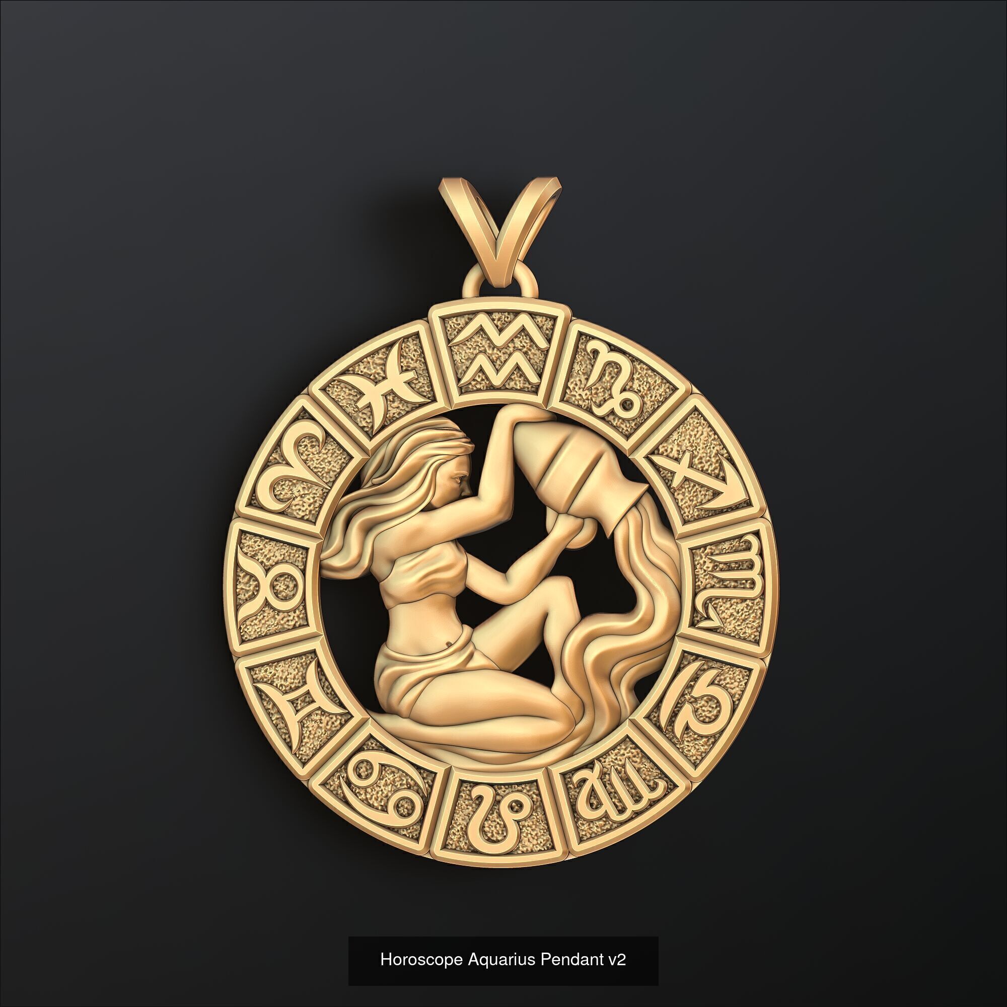 Horoscope Aquarius Ring Pendant v2 Collection _2