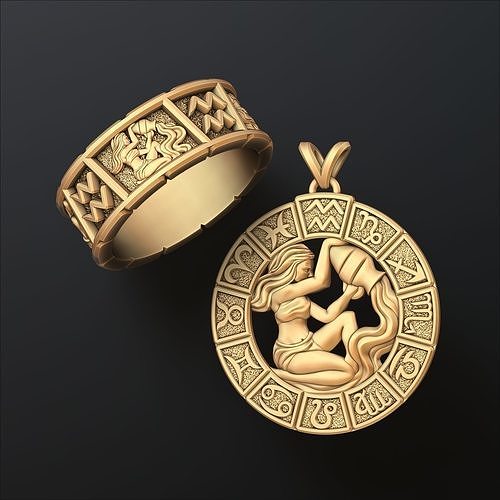 Horoscope Aquarius Ring Pendant v2 Collection 