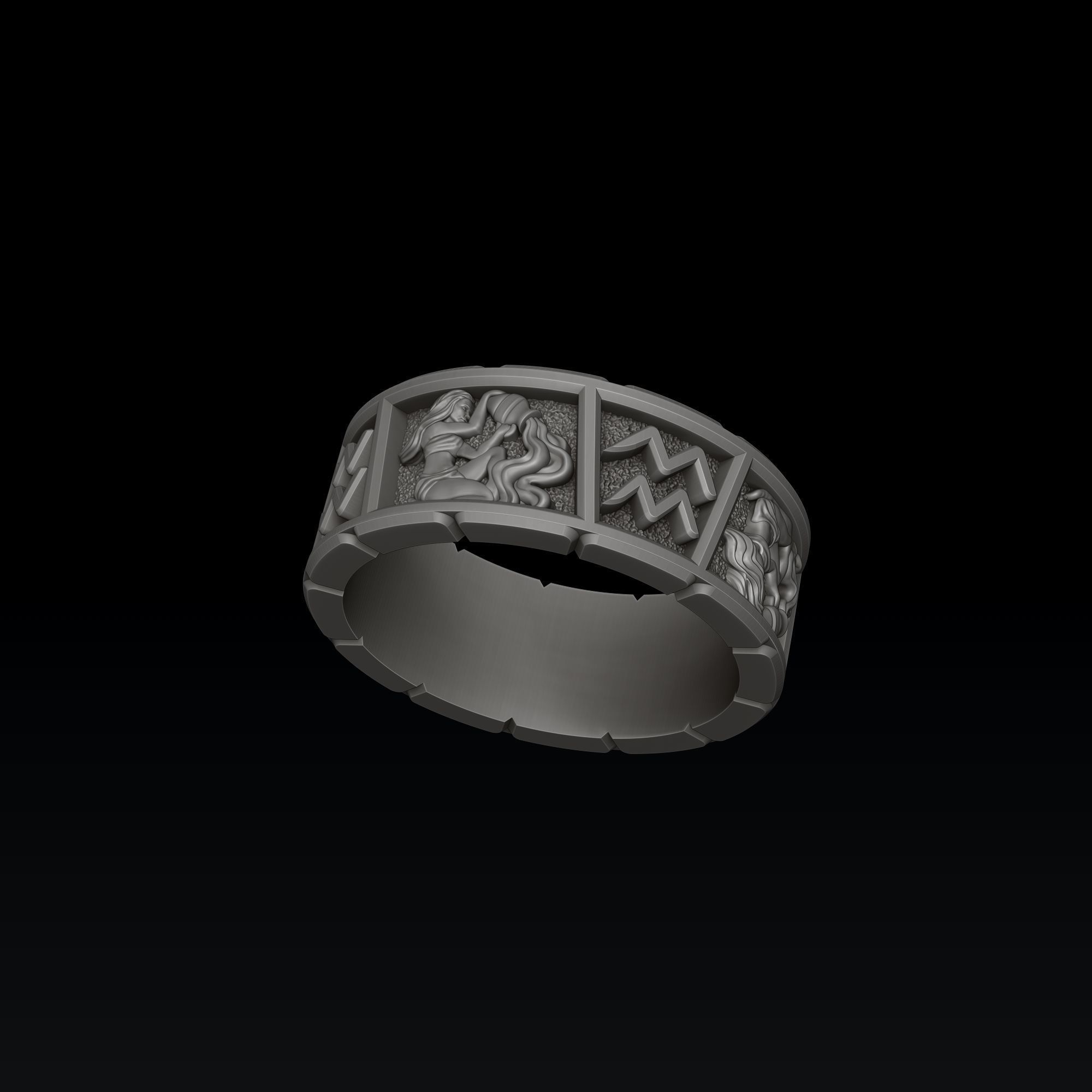 Horoscope Aquarius Ring Pendant v2 Collection _8