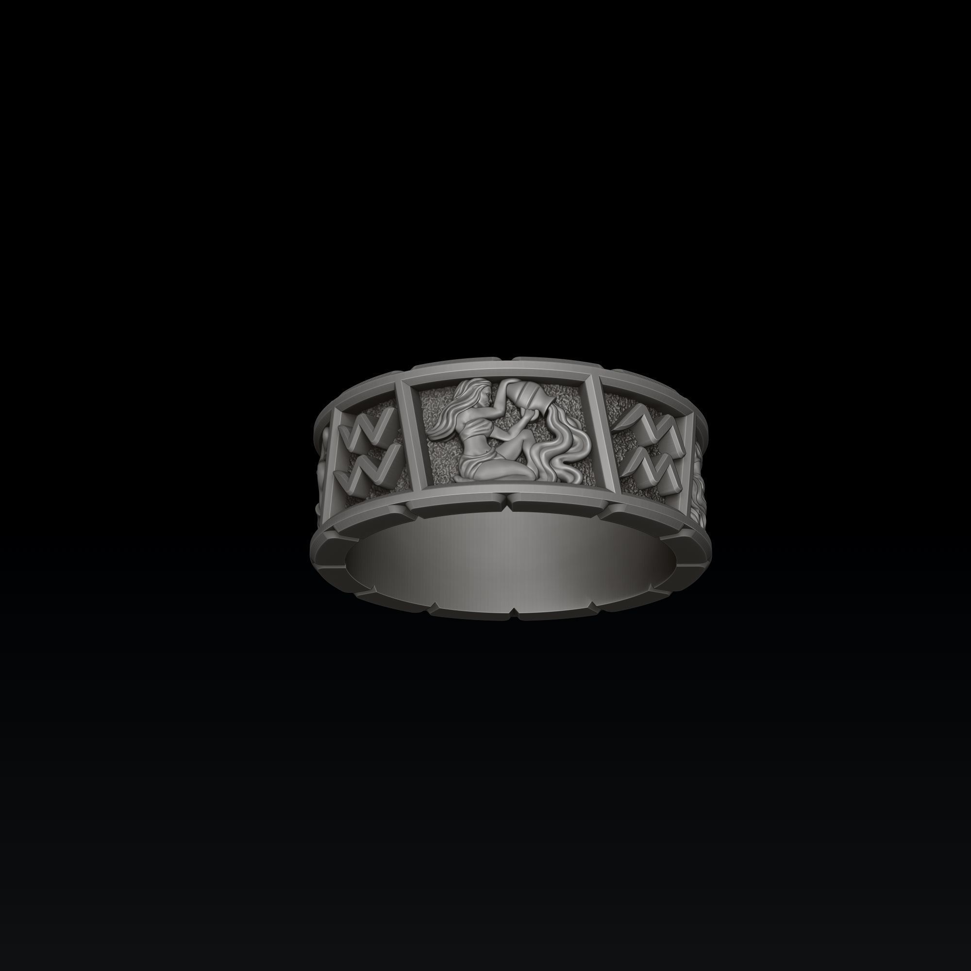 Horoscope Aquarius Ring Pendant v2 Collection _7
