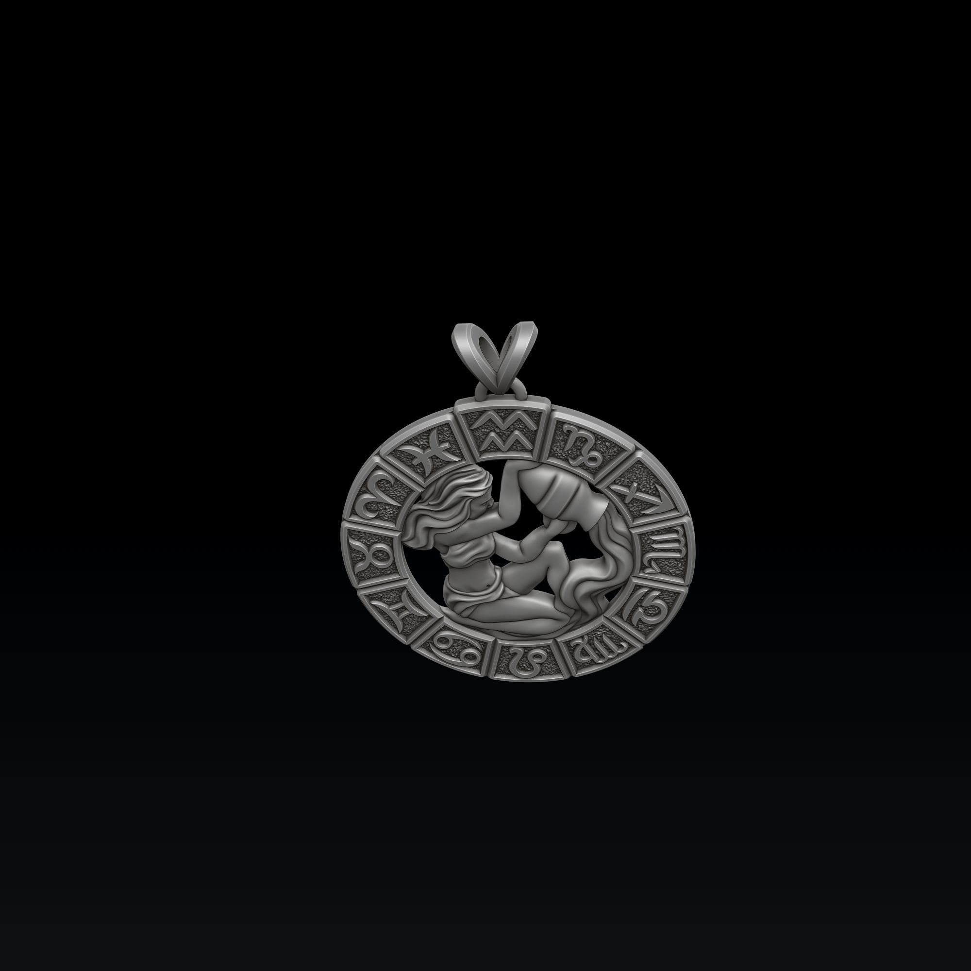 Horoscope Aquarius Ring Pendant v2 Collection _1