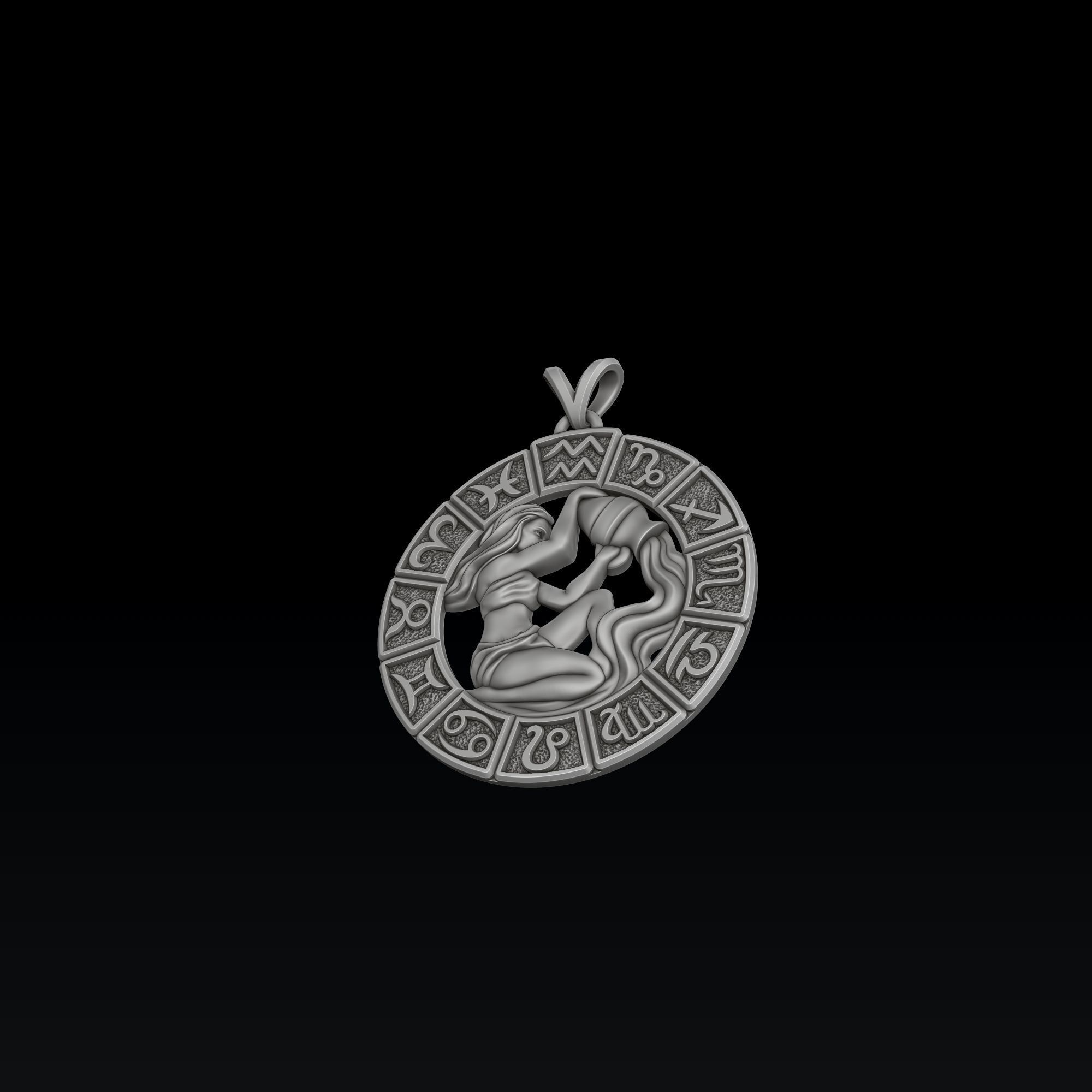 Horoscope Aquarius Ring Pendant v2 Collection _5