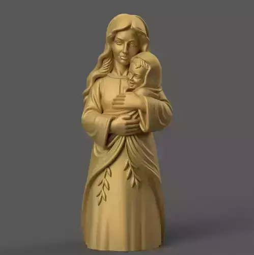 Smiling Mary and Jesus 3D STL File