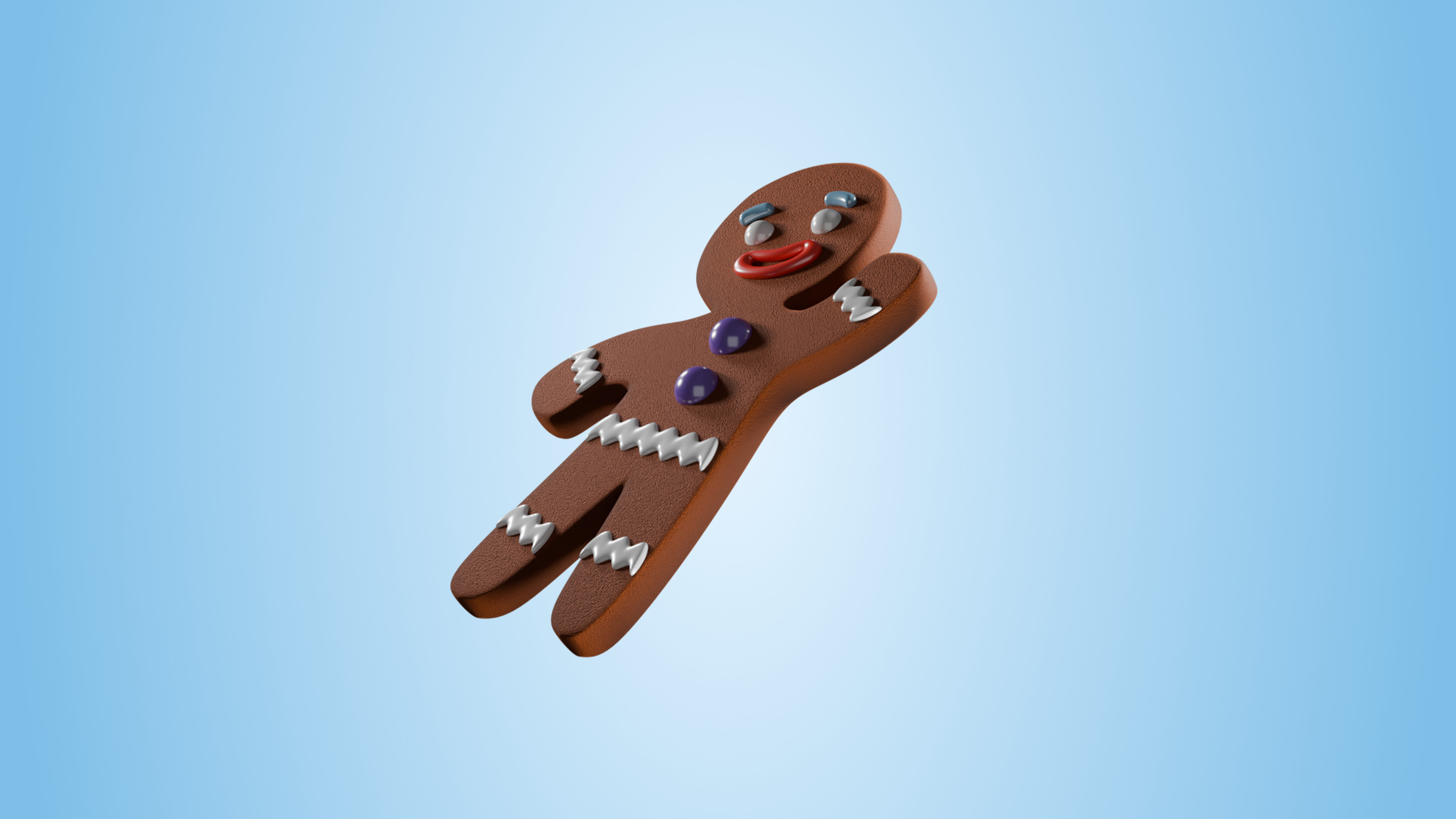 Gingerbread Man Low-poly 3D model_7