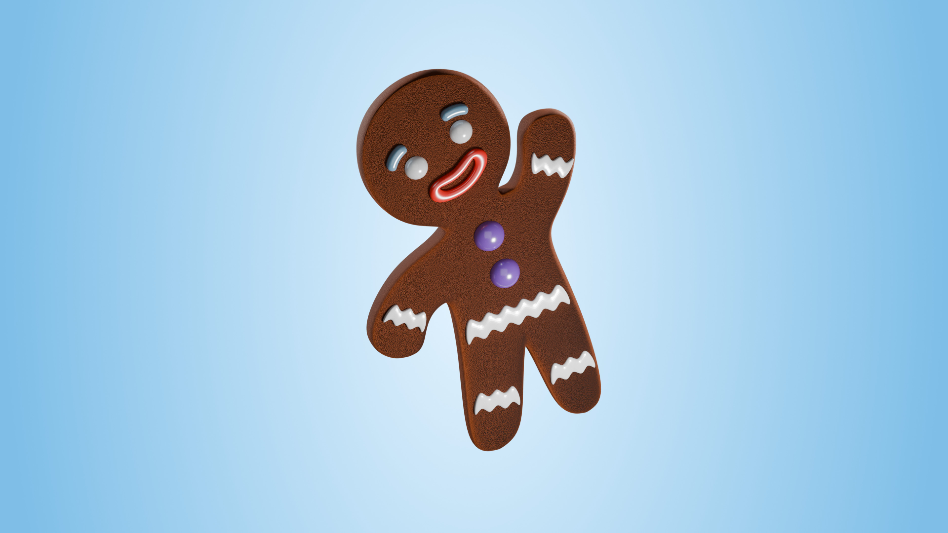 Gingerbread Man Low-poly 3D model_8