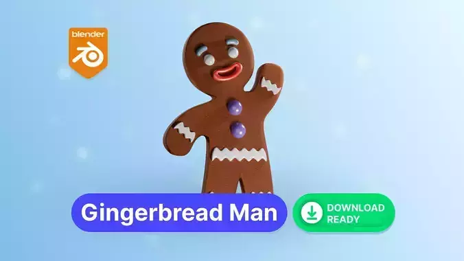 Gingerbread Man Low-poly 3D model