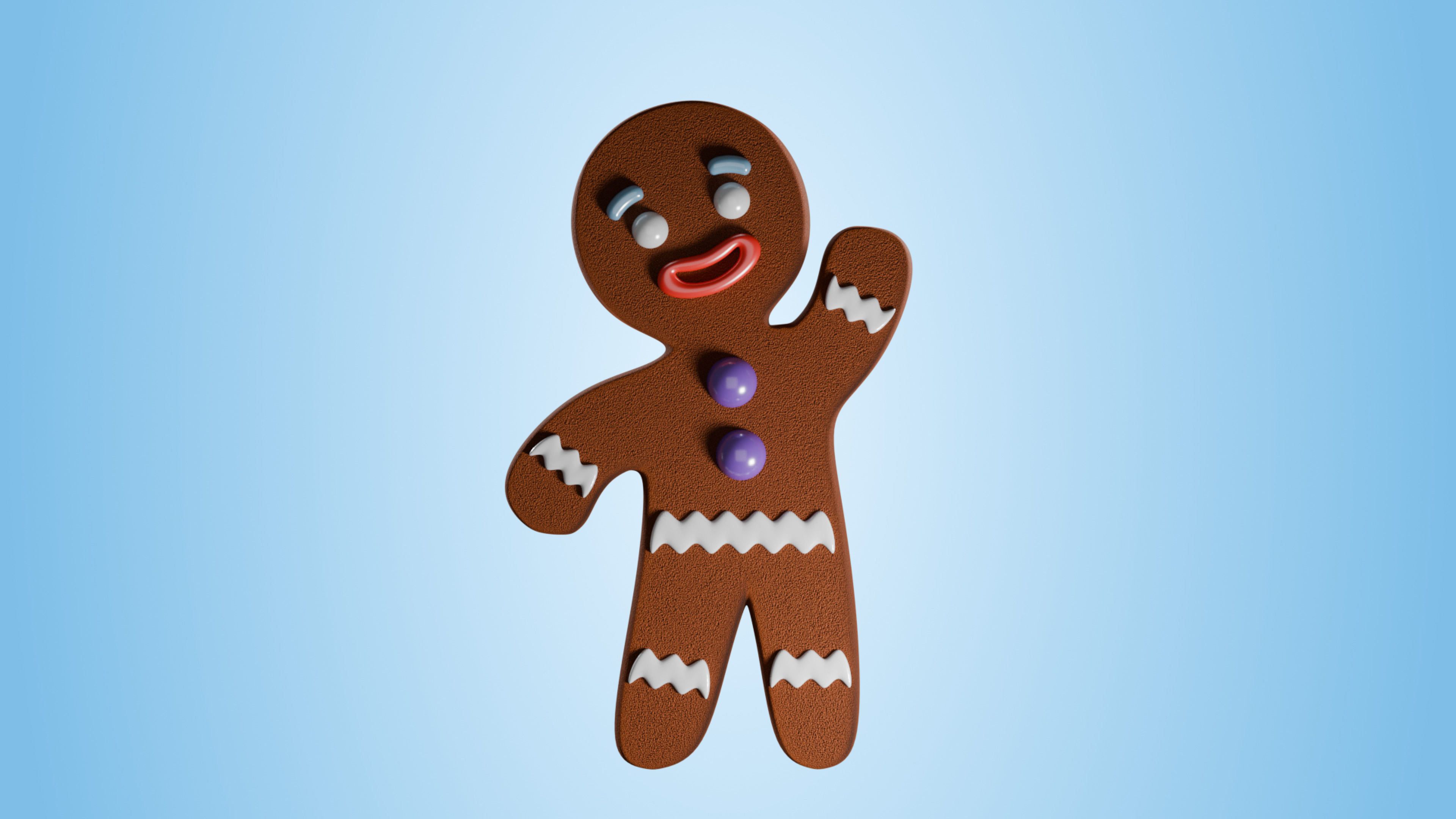 Gingerbread Man Low-poly 3D model_3
