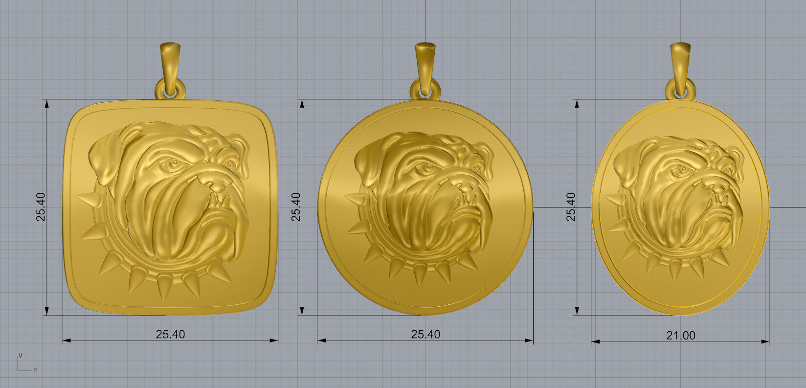 Bulldog Pendant 3D print model_5